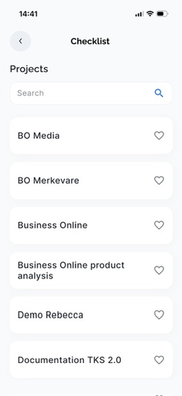Project list in Checklists
